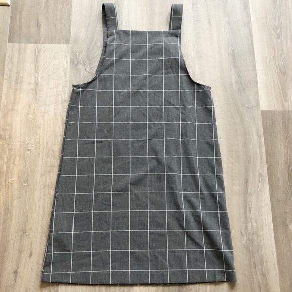 Grey Grid Overall Apron Dress - Picture 4 of 4